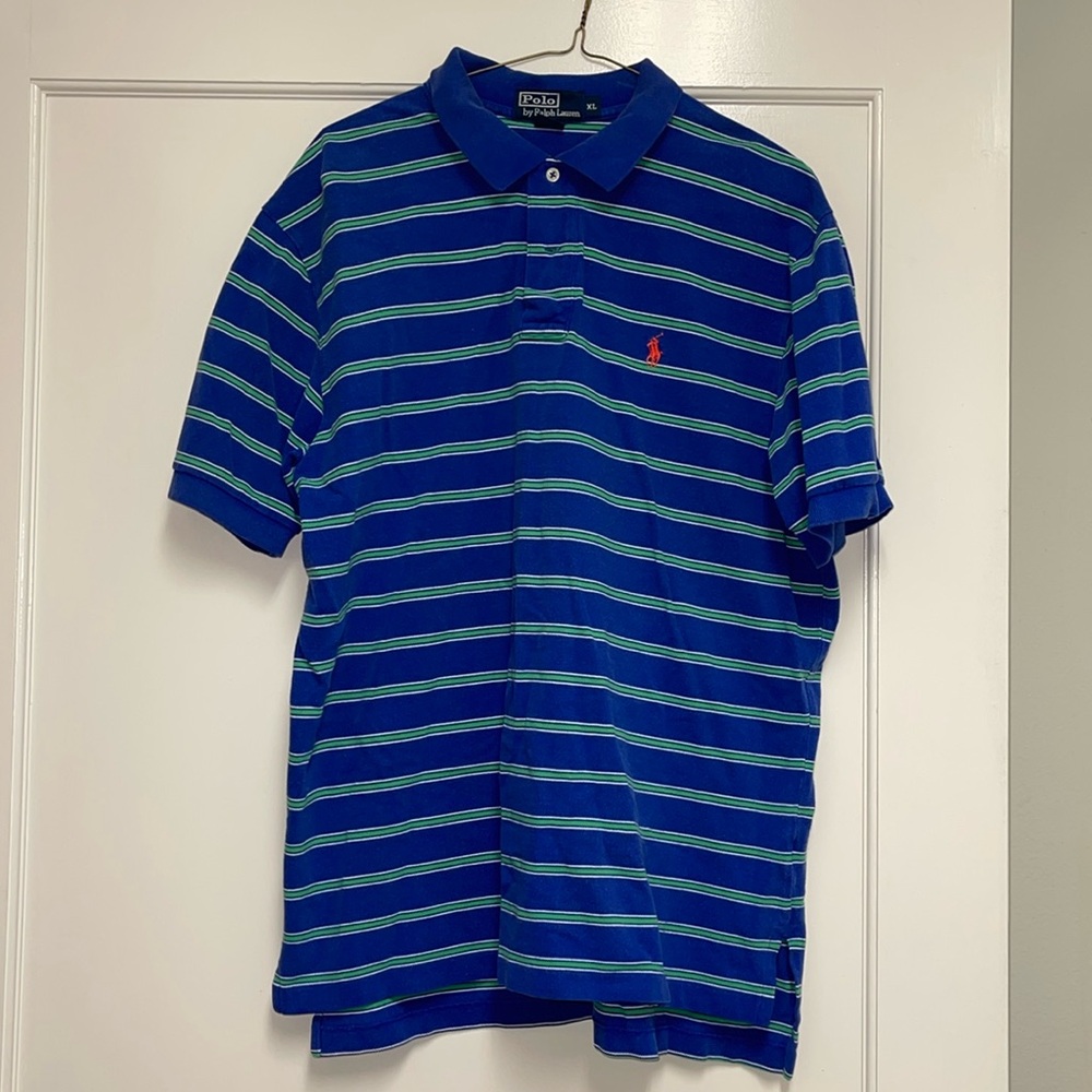 Polo by Ralph Lauren blue & green striped polo shirt